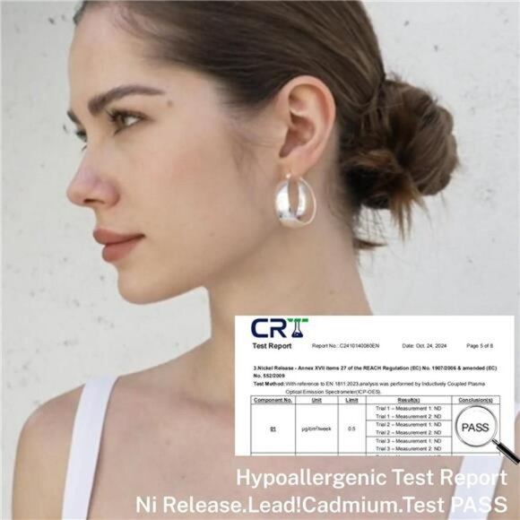 Sterling silver chunky hoop earrings wide thick lightweight gold plated hoops wo - Picture 6 of 7